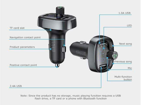 Bluetooth Car Charger Audio FM Transmitter