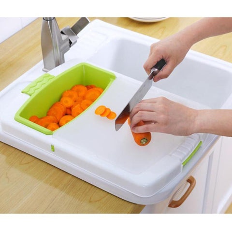 2 In 1 Over The Sink Cutting Board Sink Strainer Colander