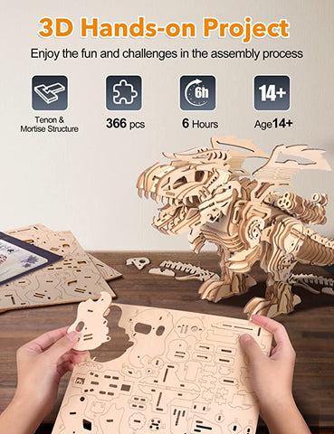 3D Electric Dinosaur Wooden Puzzle Gift Toy