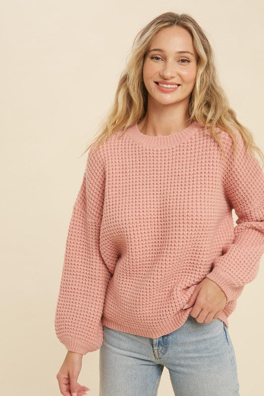 "The Shannon"Chunky Knit Sweater in Dusty Pink