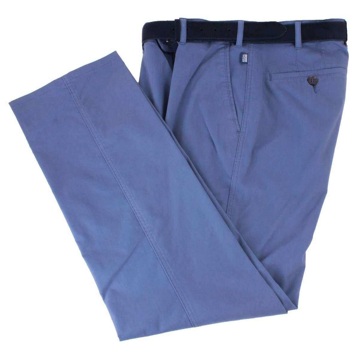 BRUHL Montana Micro Twill Stretch Lightweight Chinos  - Blue