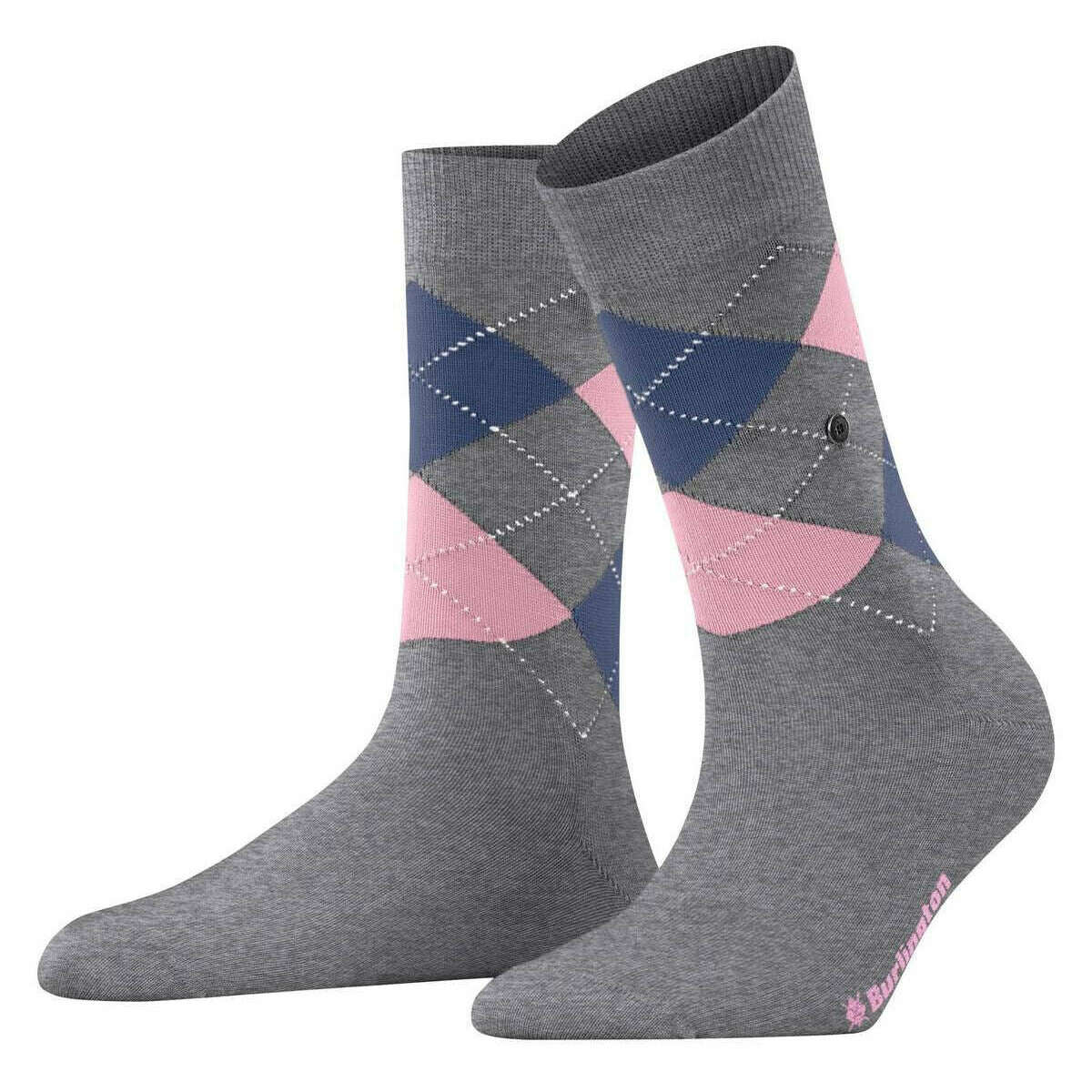 Burlington Covent Garden Socks - Concrete Grey/Pink