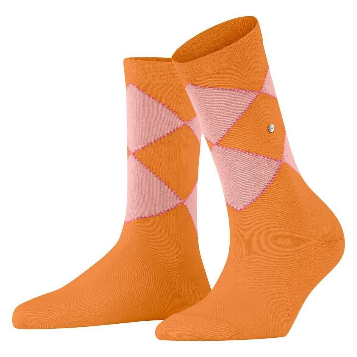 Burlington Darlington Socks - Mandarin Orange/Pink