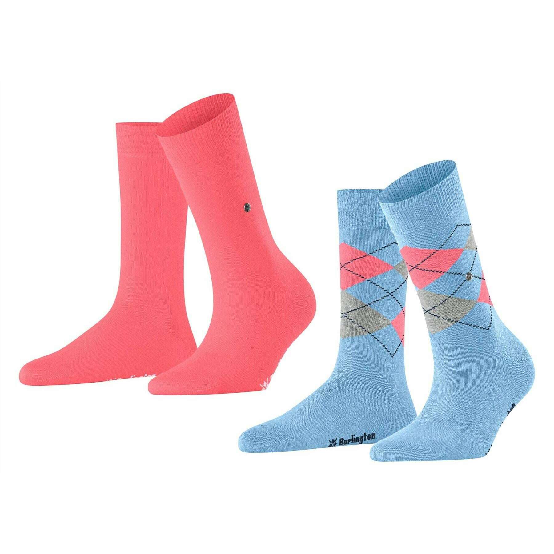 Burlington Everyday Mix 2 Pack Socks - Deep Sea Blue/Pink