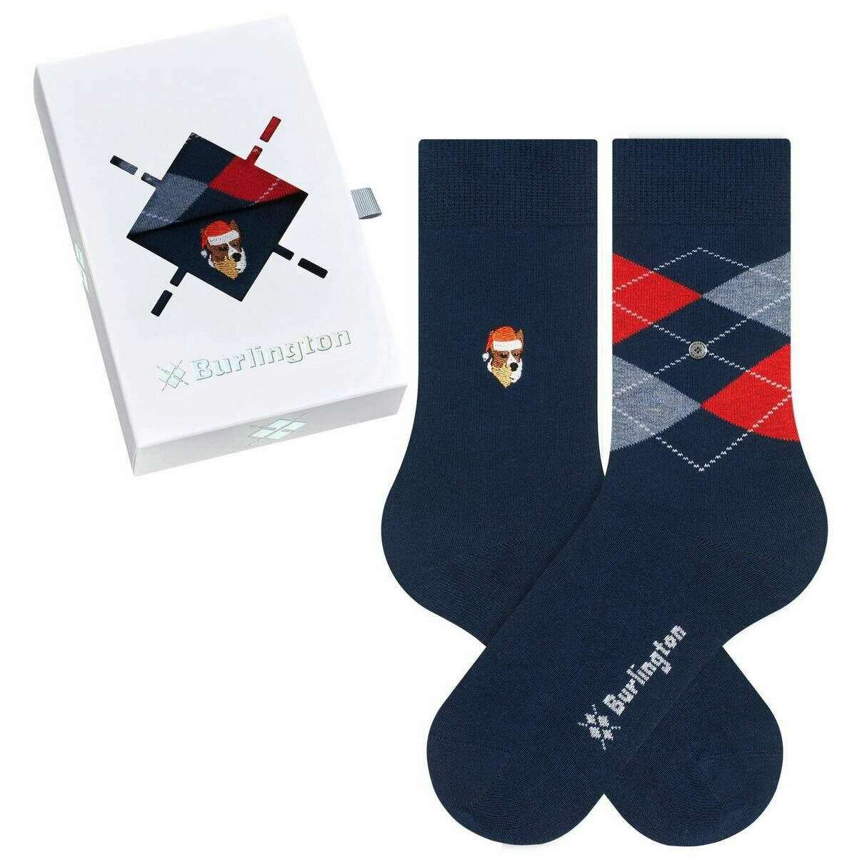 Burlington Everyday X-Mas 2 Pack Gift Box Socks - Navy Blue/Red