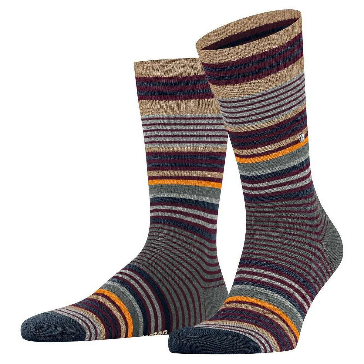 Burlington Stripe Socks - Claret Red