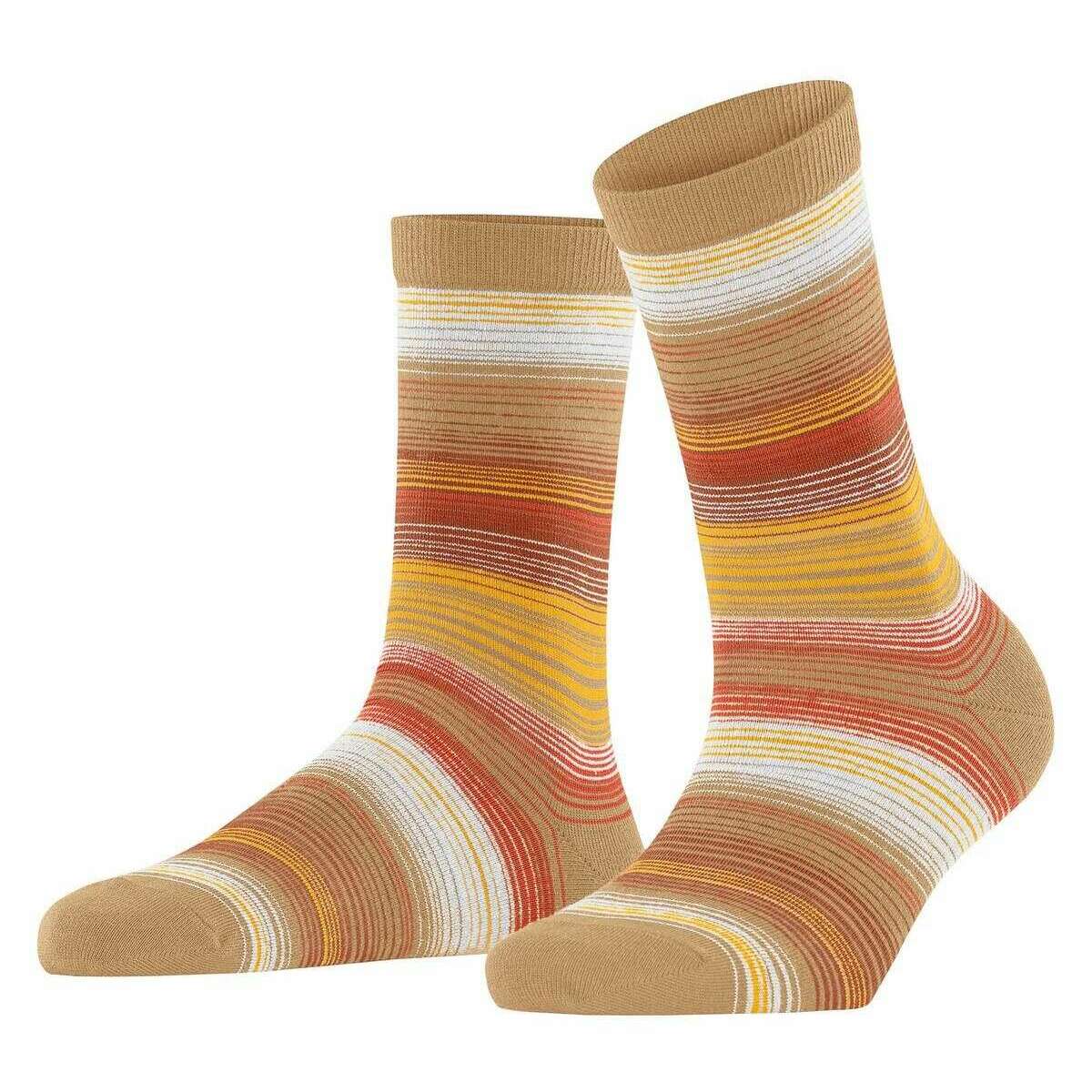 Burlington Stripe Socks - Toffee Beige