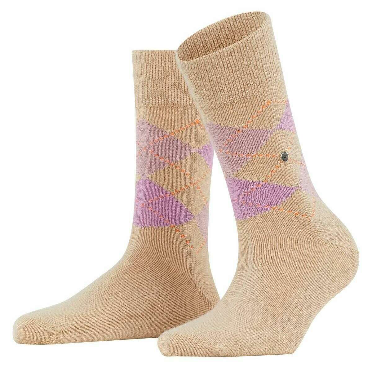 Burlington Whitby Socks - Camel Beige/Pink