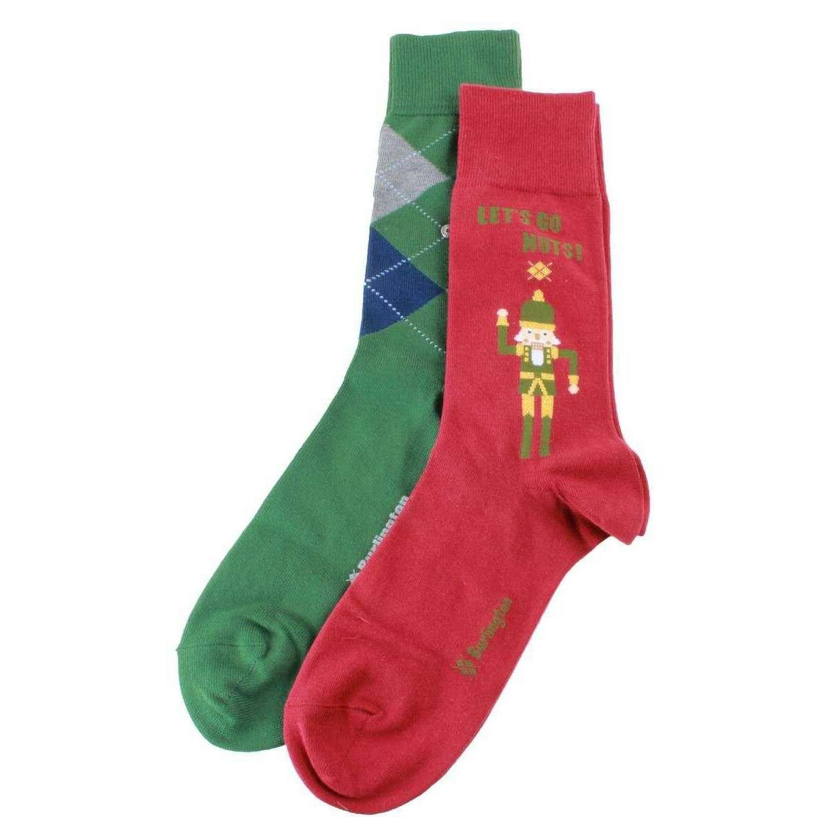 Burlington X-Mas 2 Pack Gift Box Socks - Maroon Red/Green