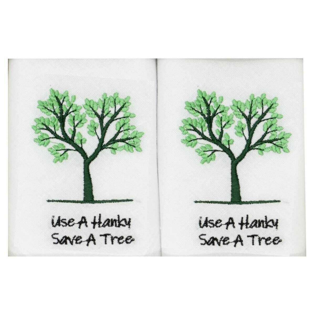 Dalaco Tree Embroidered Cotton Handkerchiefs - White/Green