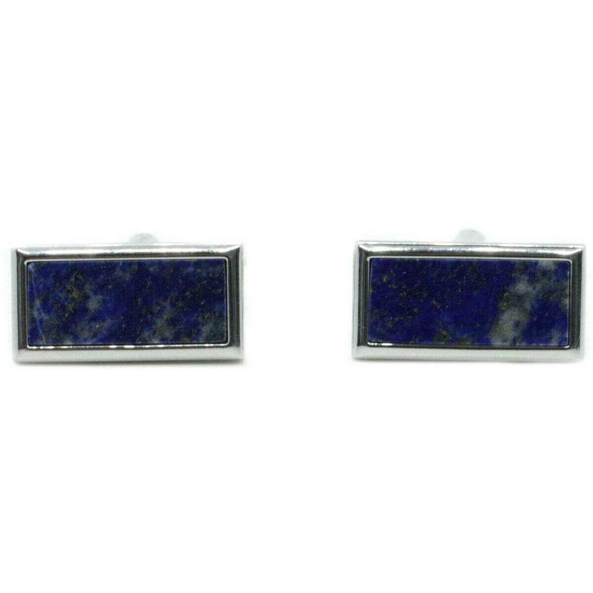 David Van Hagen Lapis Lazuli Rectangle Cufflinks - Blue/Silver