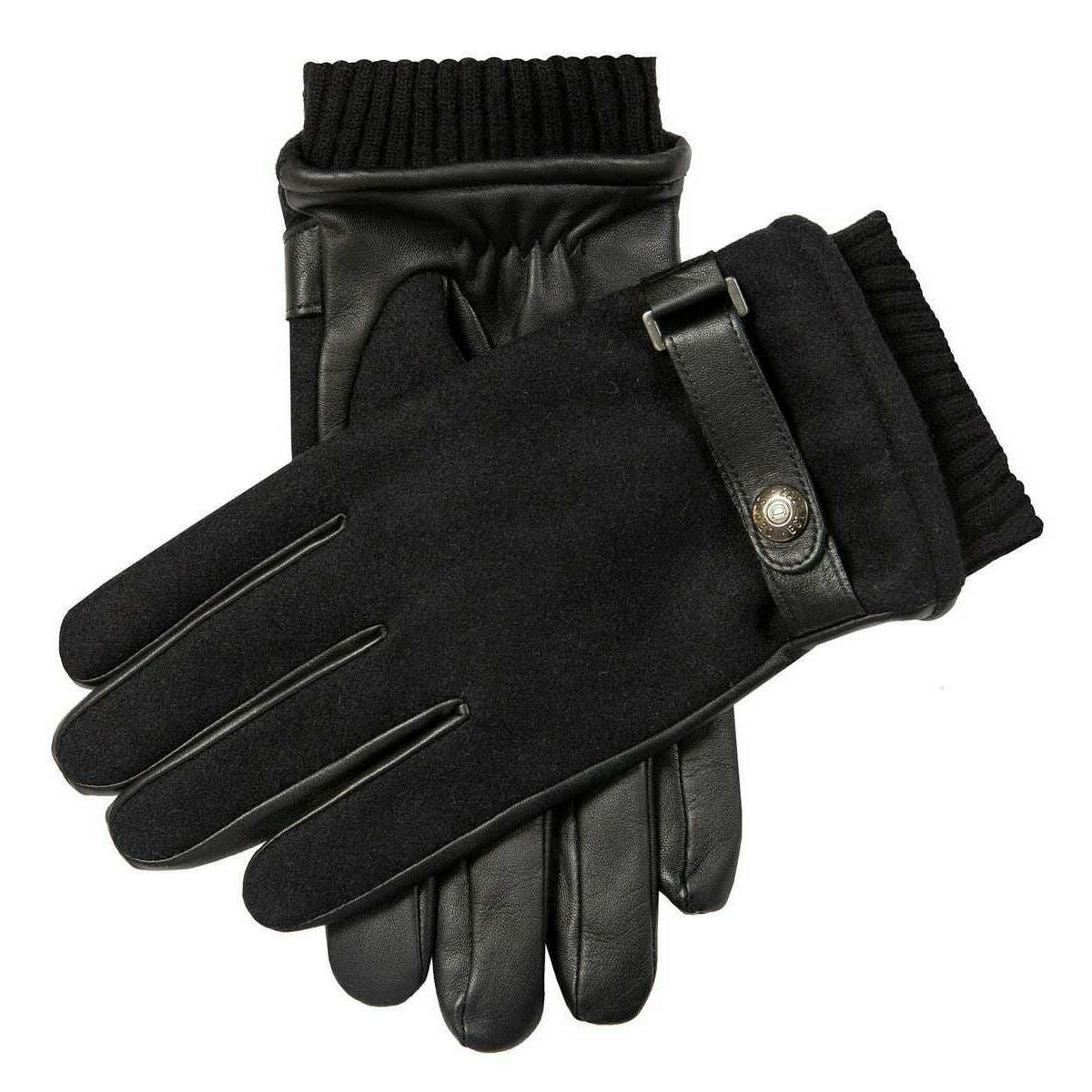 Dents Amesbury Touchscreen Flannel and Leather Gloves - Black