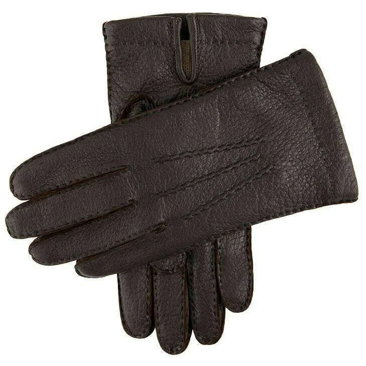 Dents Blenheim Heritage Cashmere-Lined Peccary Leather Gloves - Bark Brown