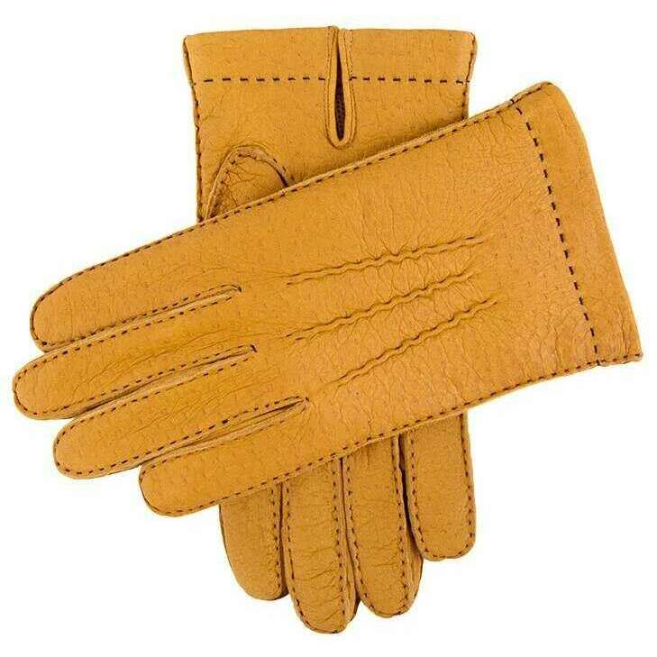 Dents Blenheim Heritage Cashmere-Lined Peccary Leather Gloves - Cork Yellow