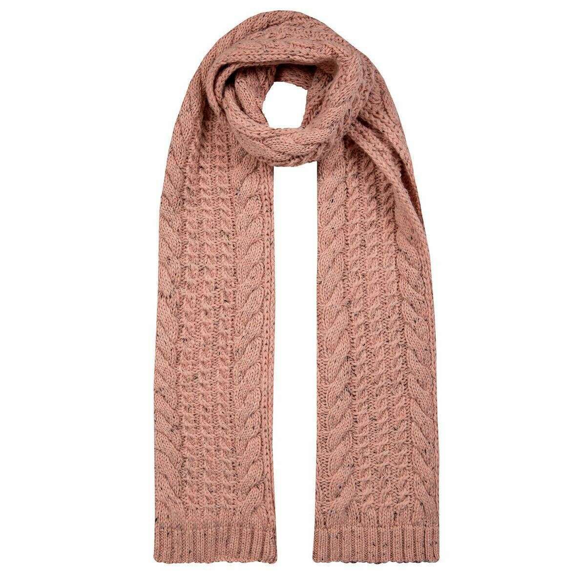 Dents Cable Knit Marl Scarf - Powder Pink