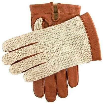 Dents Cotswolds Crochet Back Leather Gloves - Cognac Brown
