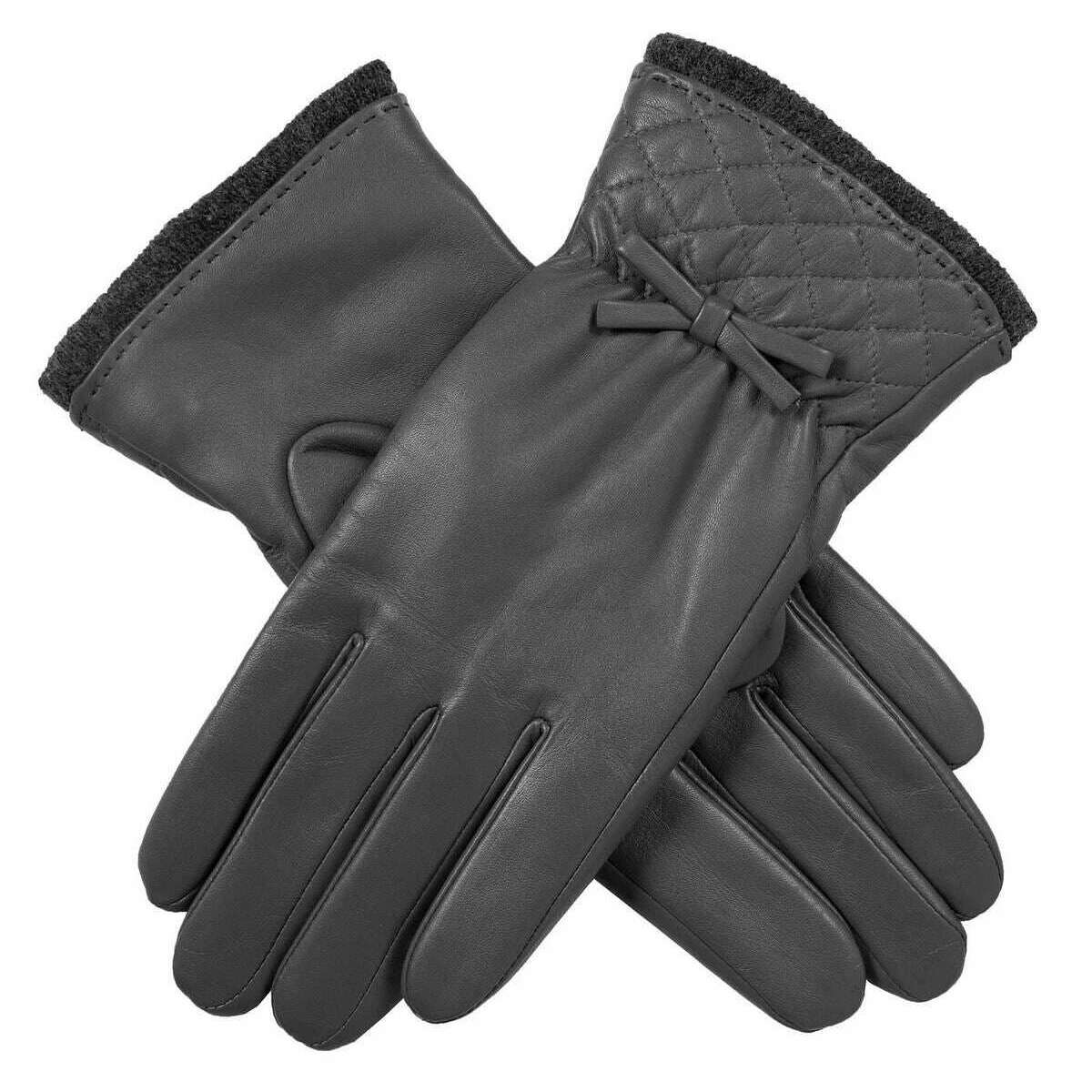 Dents Emmie Wool-Lined Leather Gloves - Charcoal Grey