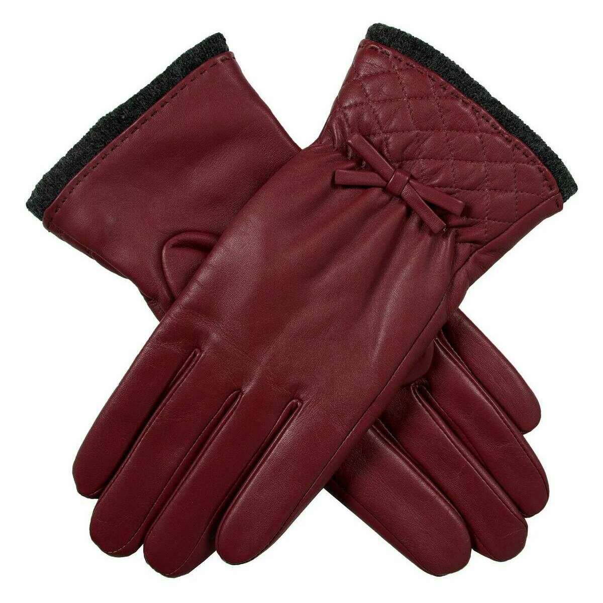 Dents Emmie Wool-Lined Leather Gloves - Claret Burgundy