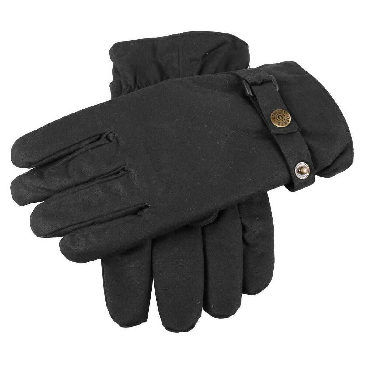 Dents Exmoor Fleece Lined Waxed Cotton Gloves - Black