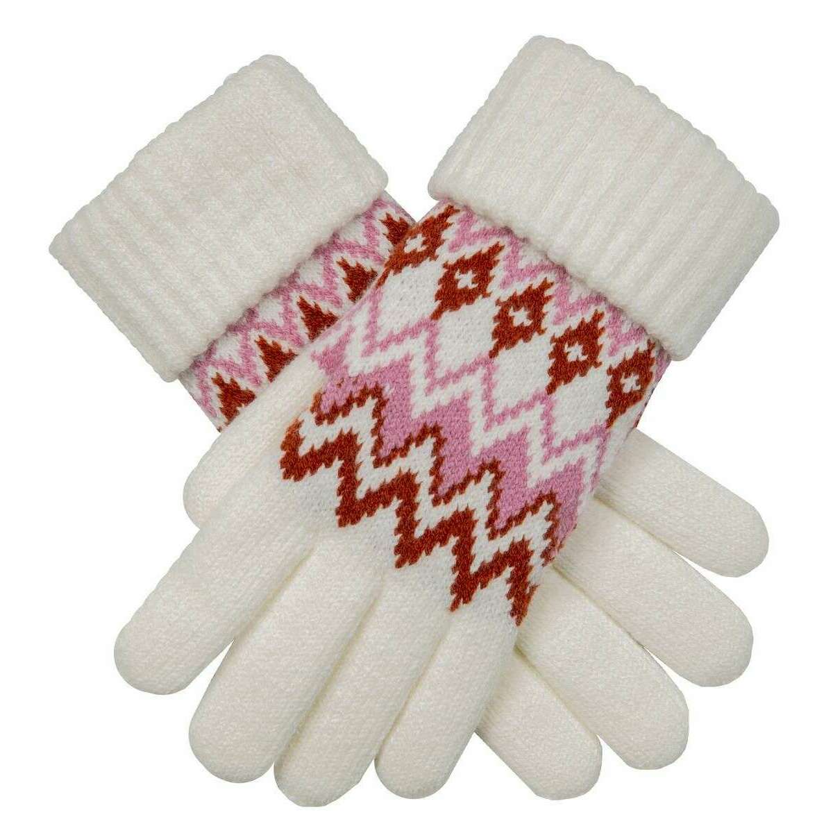 Dents Fair Isle Gloves - Raspberry Pink