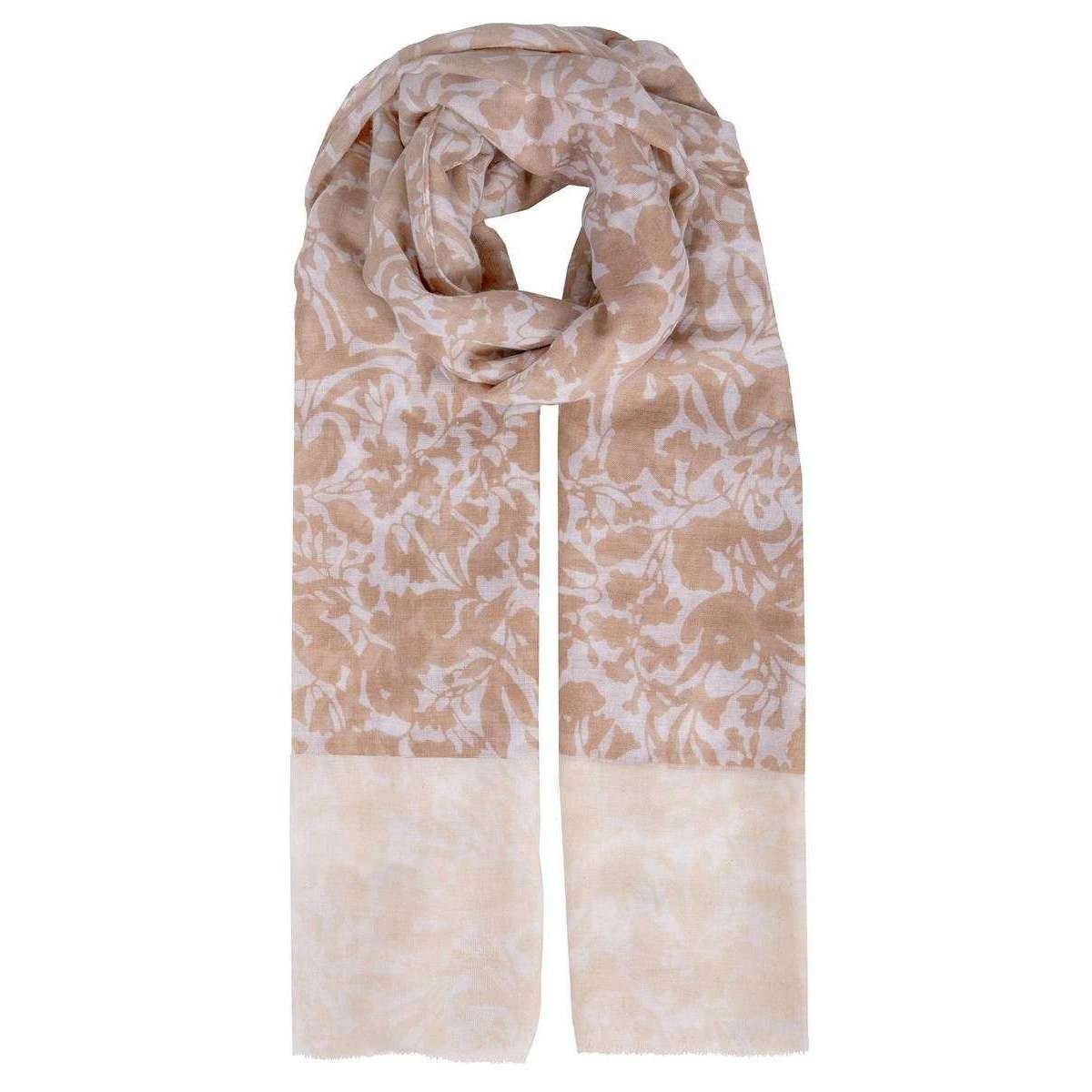Dents Floral Contrasting Lightweight Scarf - Taupe Brown