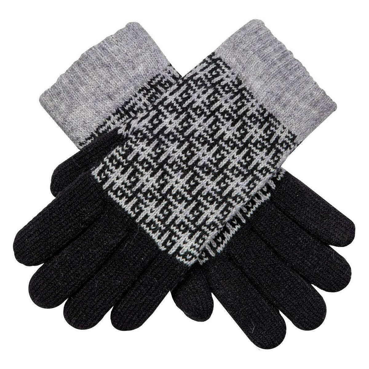 Dents Hashtag Jacquard Knitted Gloves - Black/Dove Grey