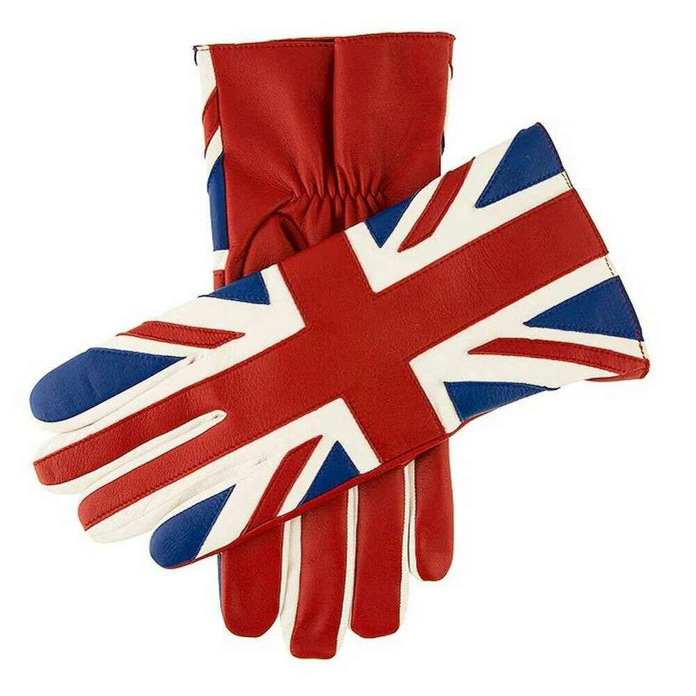 Dents London Union Jack Silk Lined Leather Gloves - Red/Blue/White