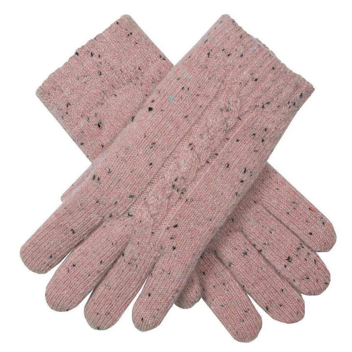Dents Marl Yarn Cable Knit Gloves - Powder Pink