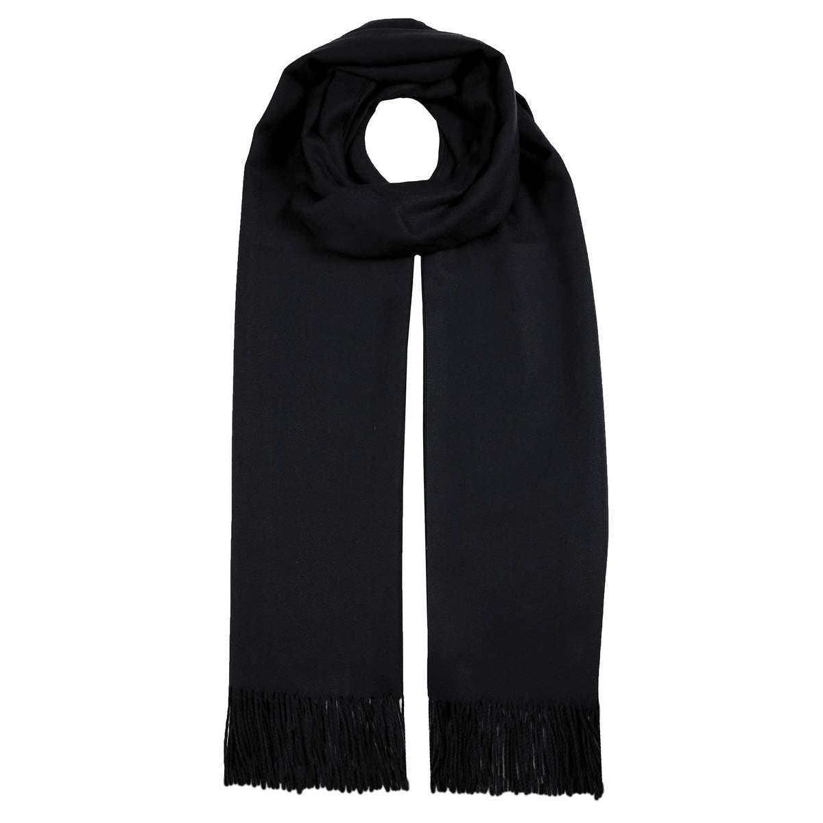 Dents Plain Pashmina Tassel Scarf - Black