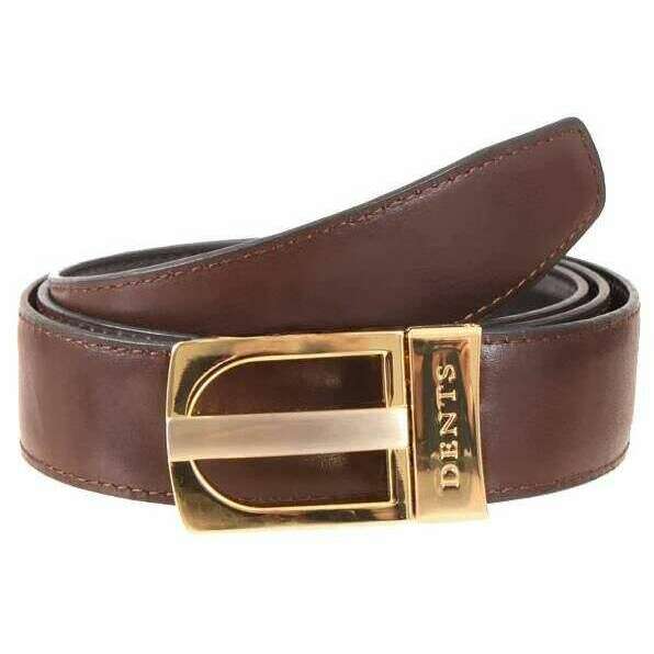 Dents Reversible Plain Leather Belt - Brown/Black