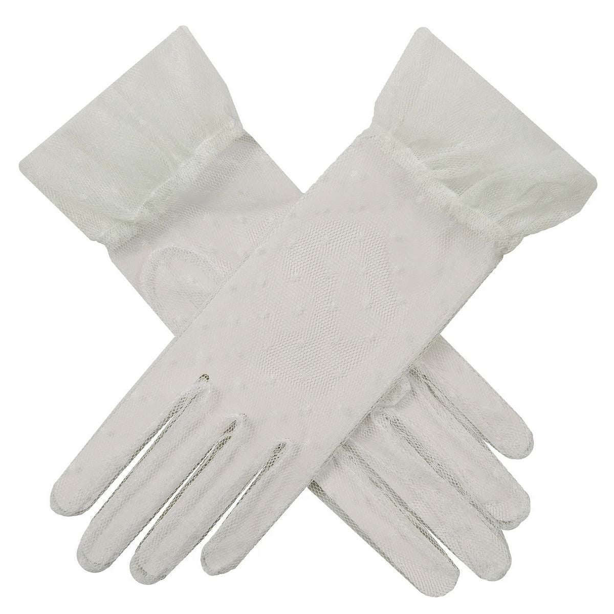 Dents Savannah Tulle Frill Cuff Gloves - Ivory
