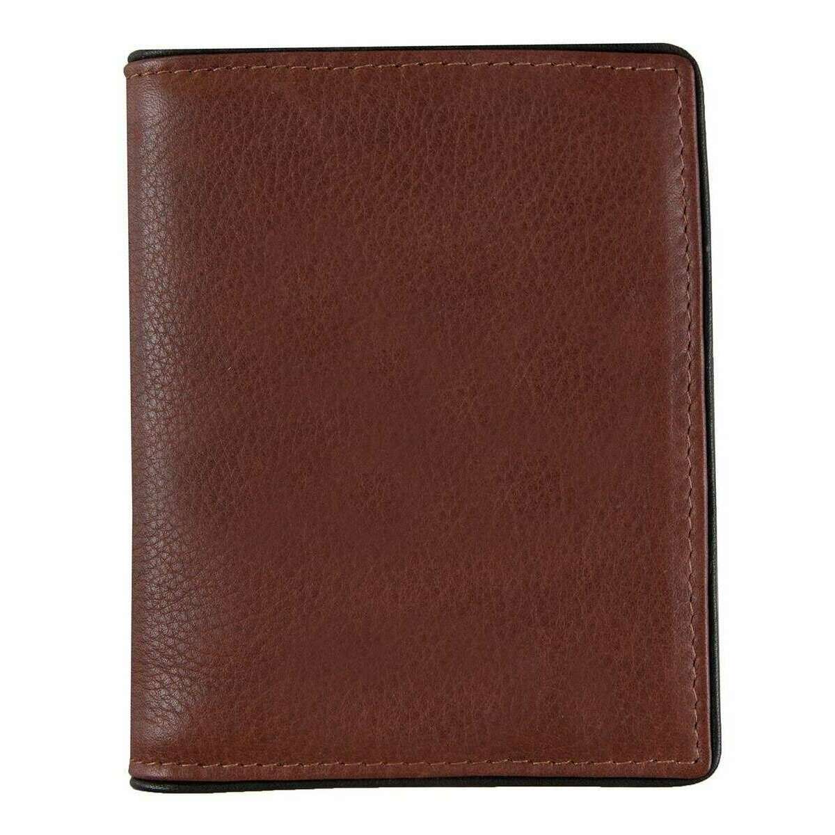 Dents Severn Leather RFID Blocking Business Card Holder - Dark Tan/Black