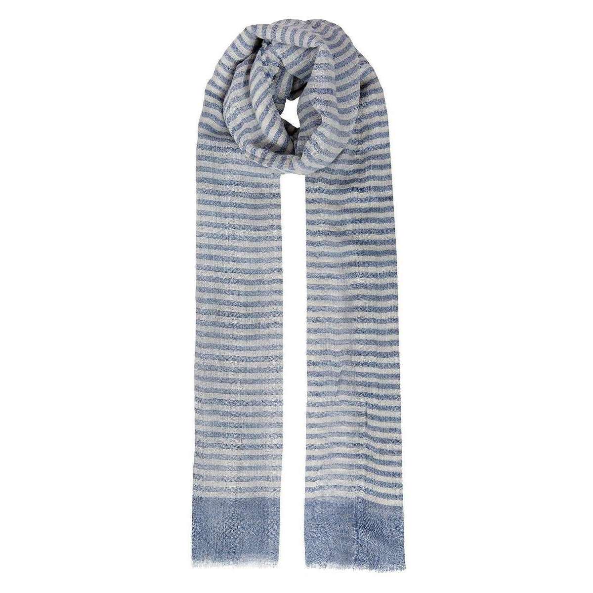 Dents Stripe Colour Block Lightweight Scarf - Denim Blue