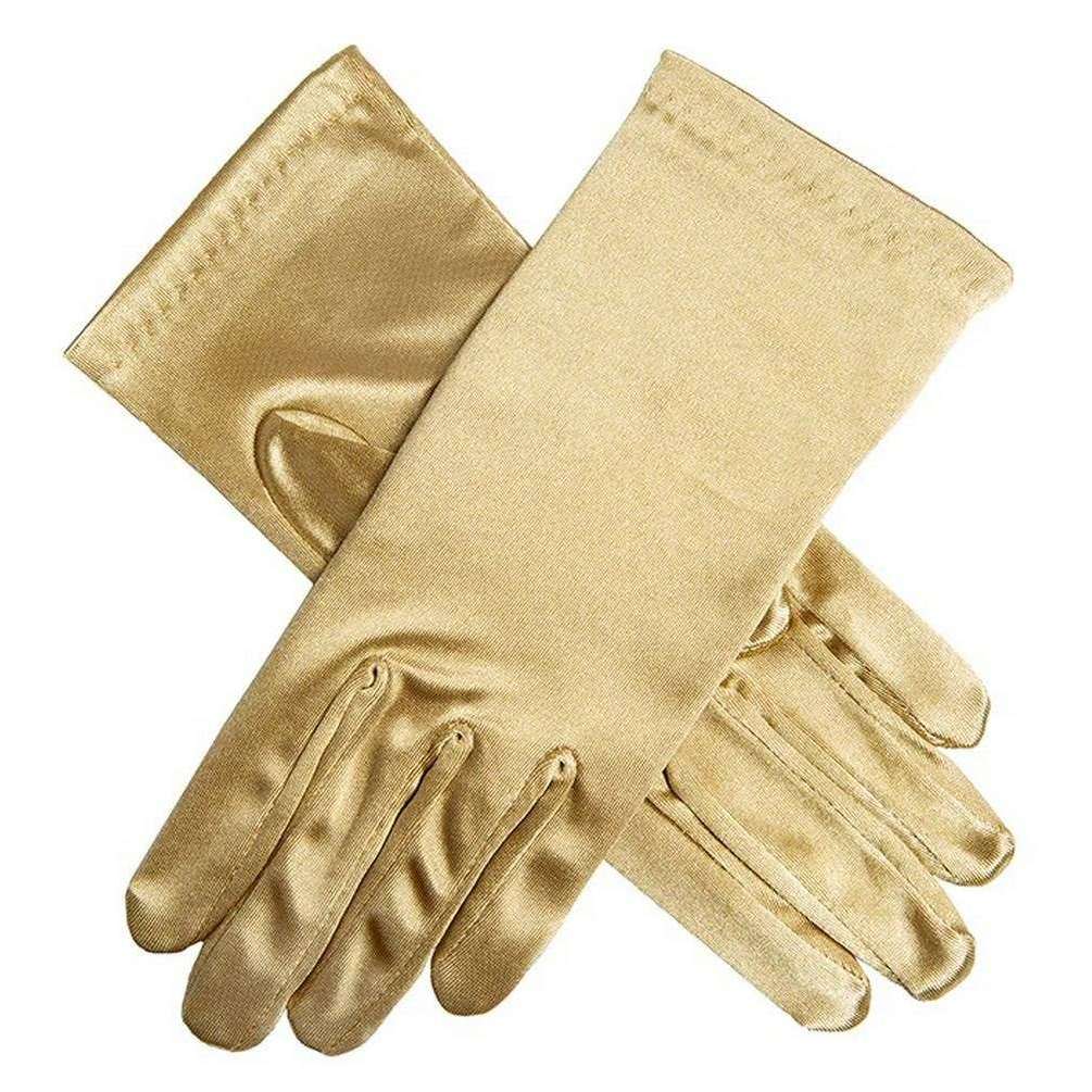 Dents Tansy Short Satin Gloves - Gold