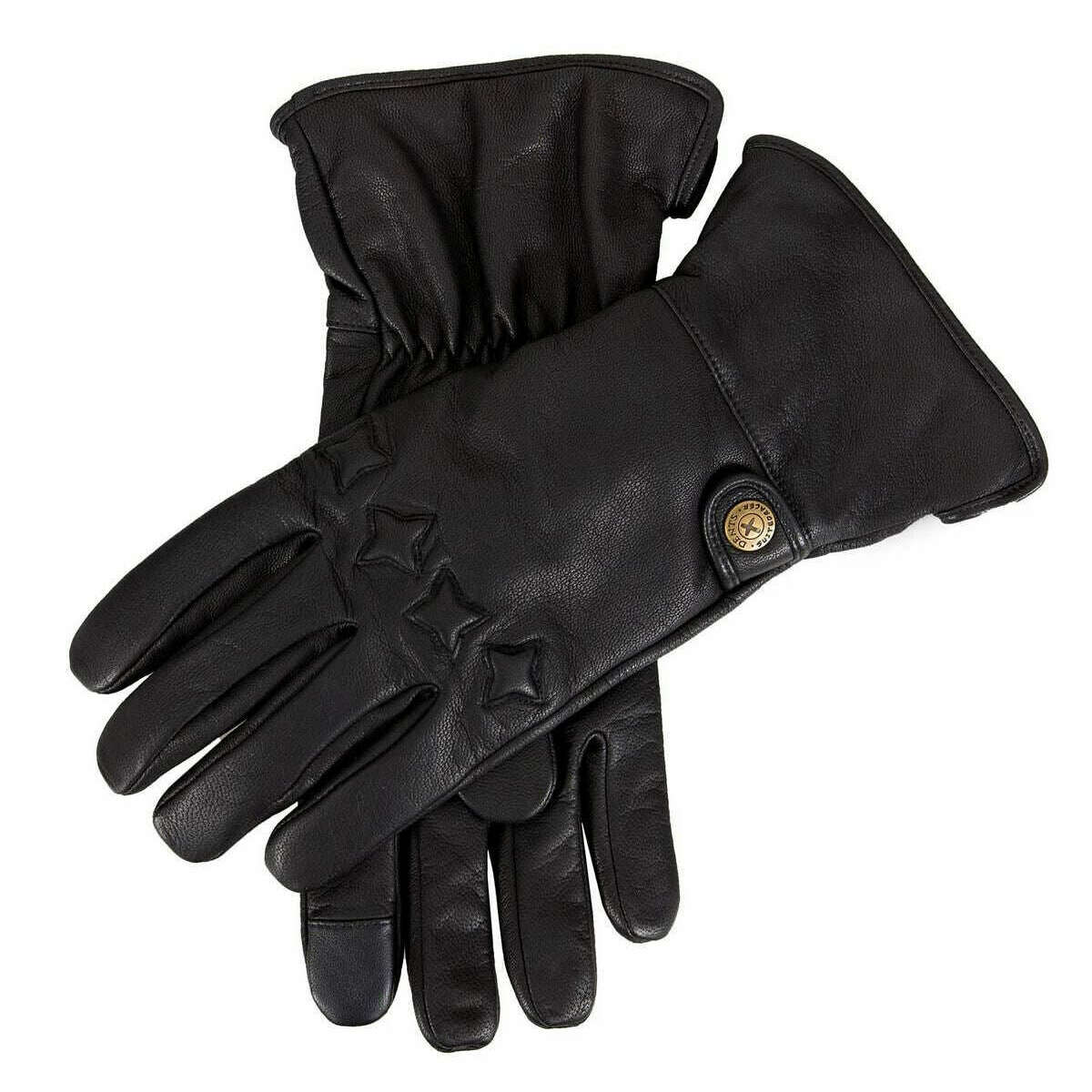 Dents The Suited Racer Wanderer Touchscreen Water Resistant Leather Gauntlet Gloves - Black