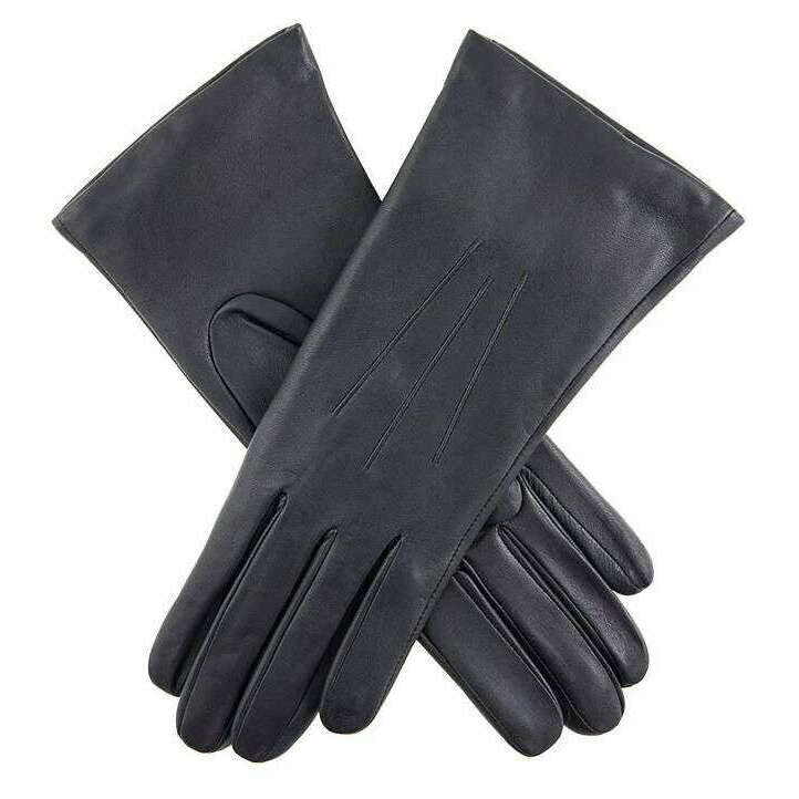 Dents Tina Three-Point Cashmere-Lined Shorter Finger Leather Gloves - Navy