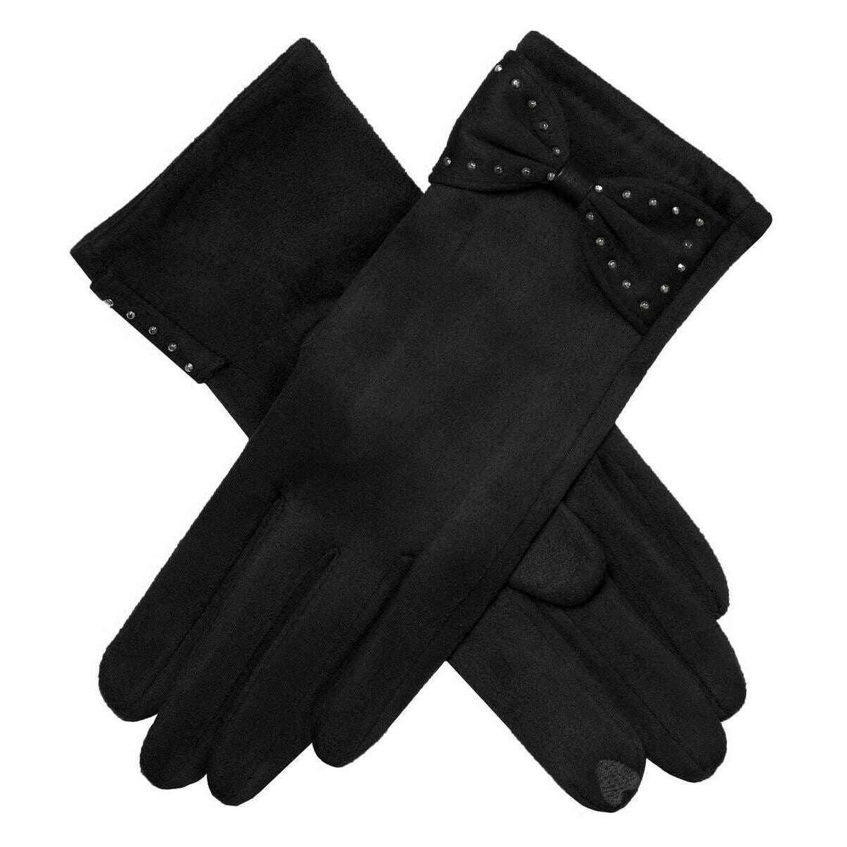 Dents Touchscreen Velour-Lined Faux Suede Gloves - Black