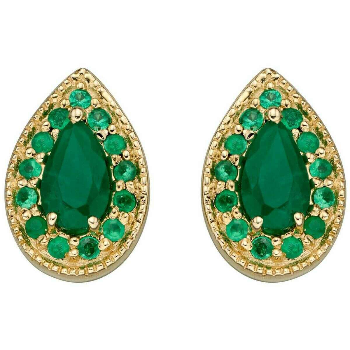 Elements Gold Emerald Cut Out Teardrop Earrings - Green/Gold