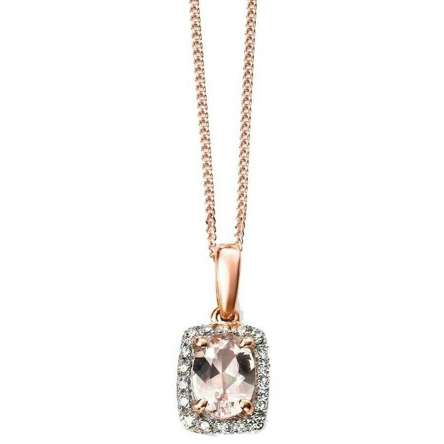 Elements Gold Morganite and Diamond Pendant - Rose Gold/Pink