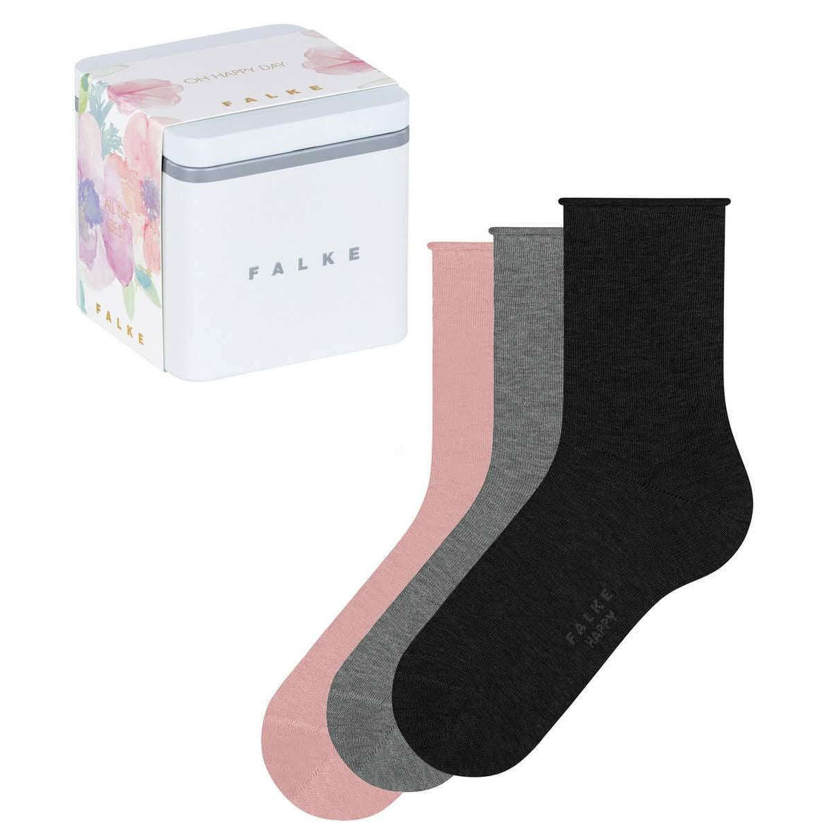 Falke Happy Box Oh Happy Days 3 Pack Socks - Black/Grey/Pink