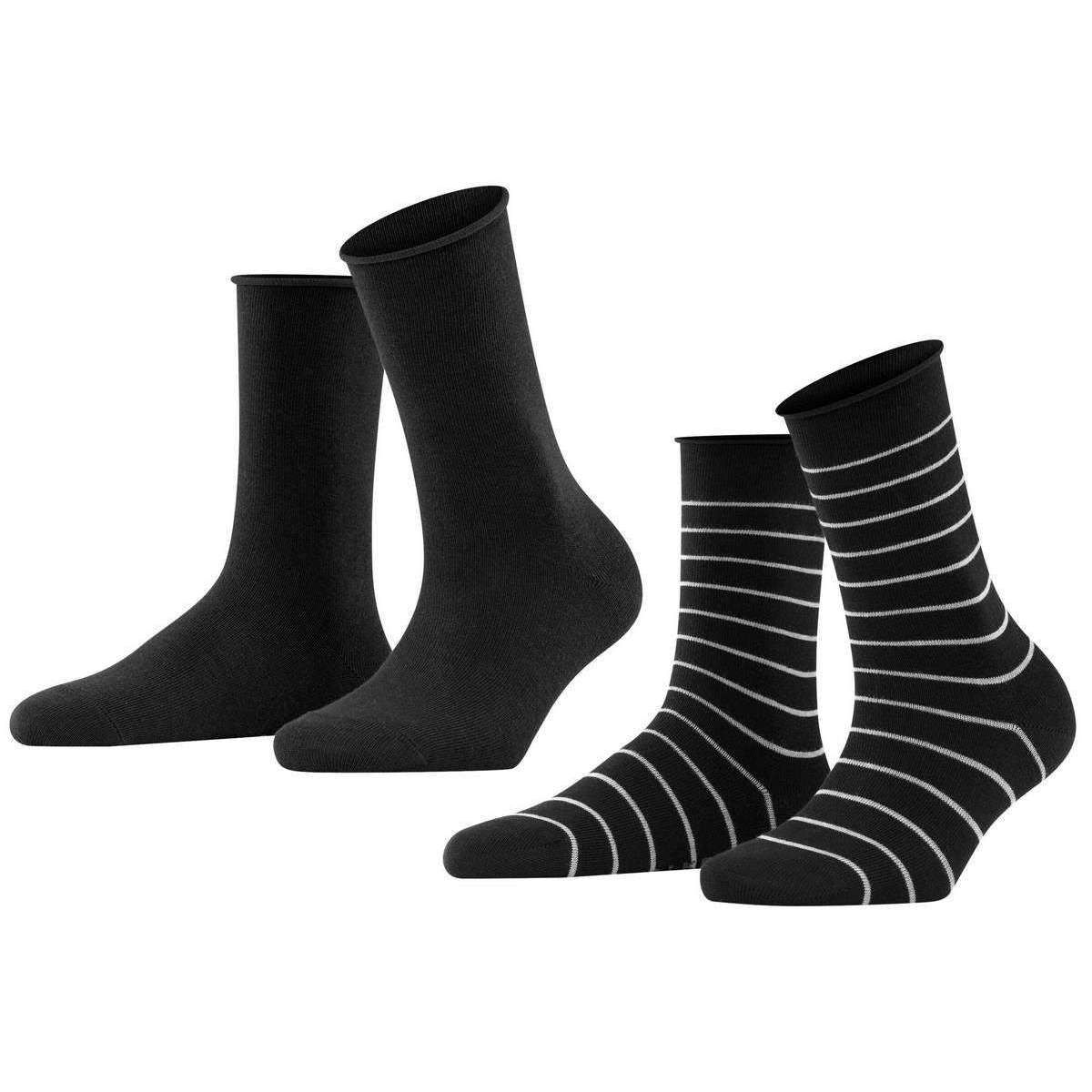 Falke Happy Stripe 2 Pack Socks - Black
