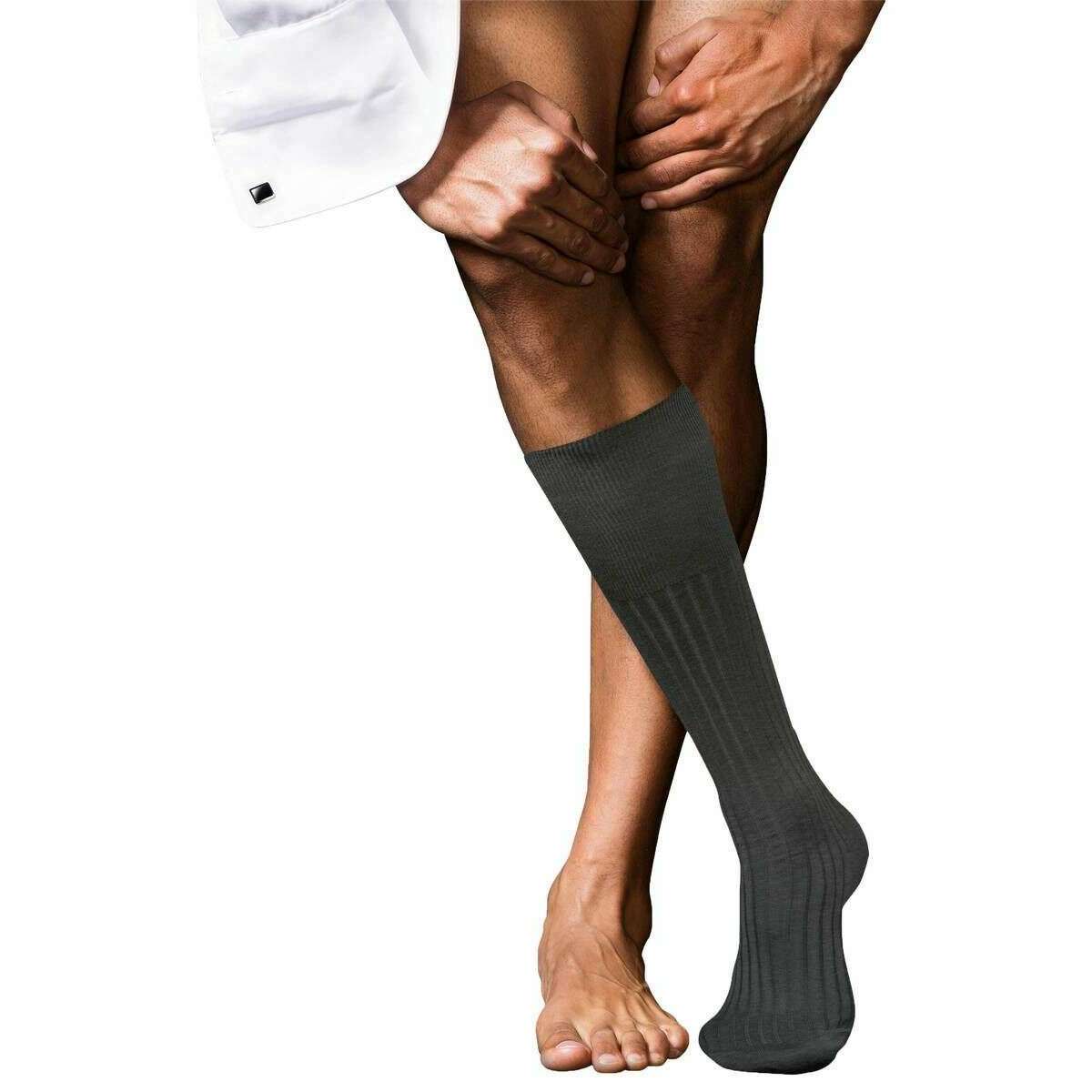 Falke No 13 Finest Piuma Cotton Knee High Socks - Anthracite Mel Grey