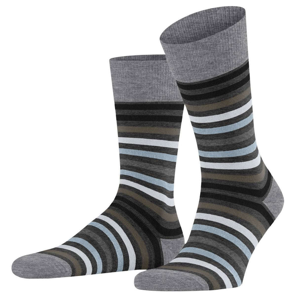 Falke Tinted Stripe Socks - Asphalt Mel Grey