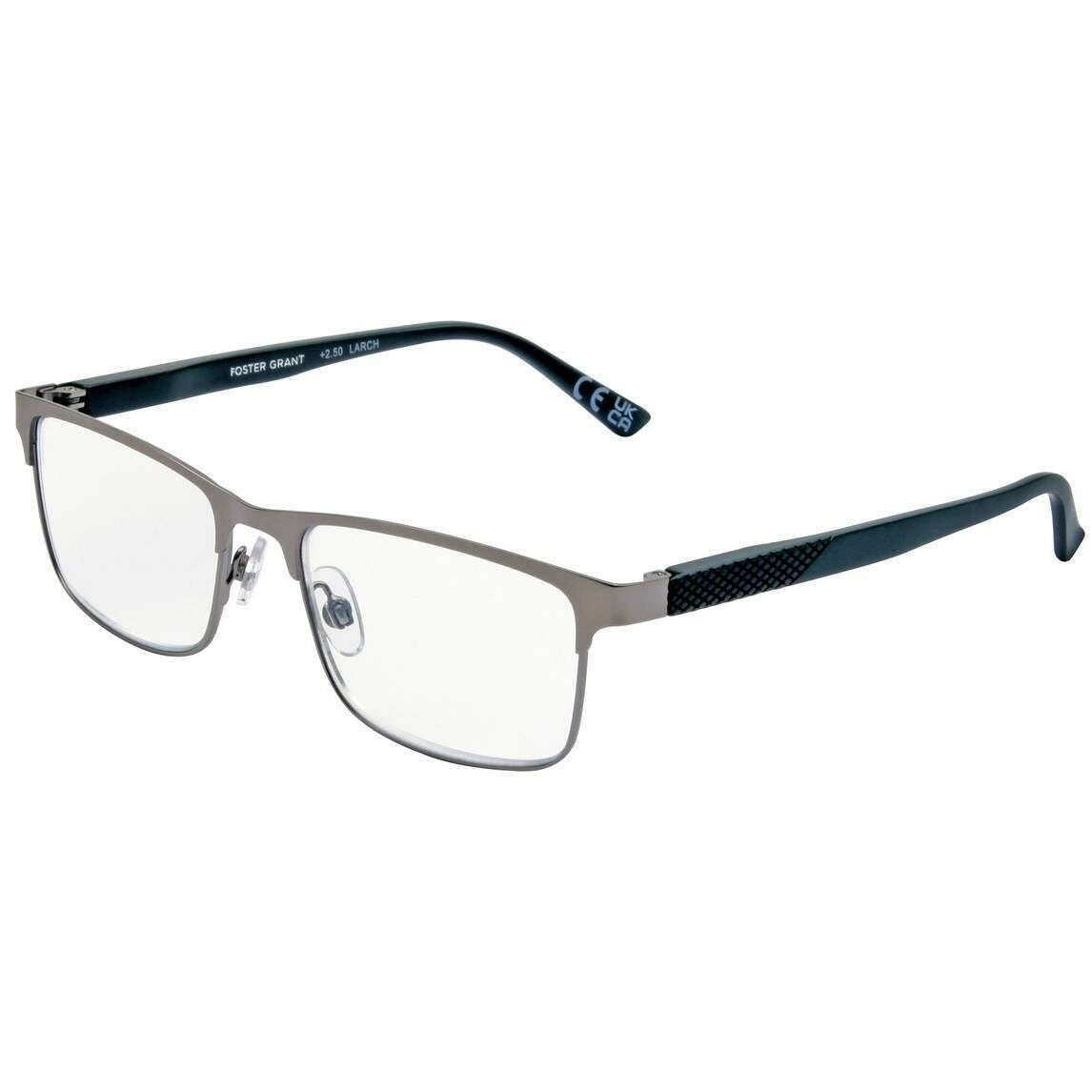 Foster Grant Larch Blue Light Tech Reading Glasses - Gunmetal Grey