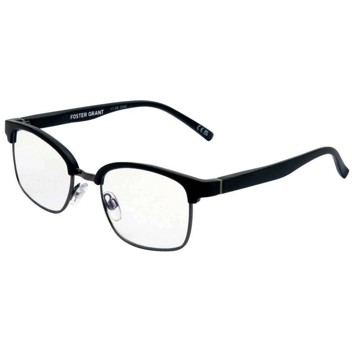 Foster Grant Oak Blue Light Tech Reading Glasses - Matte Black