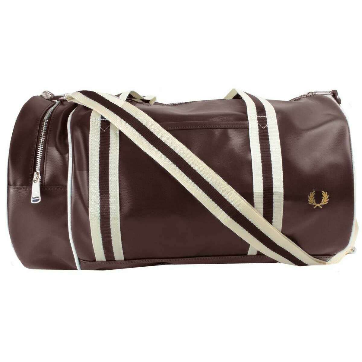 Fred Perry Classic Barrel Bag - Carrington Road Brick Red/Ecru Cream