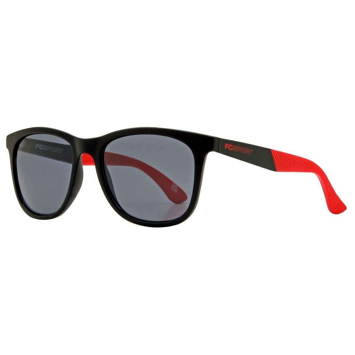 French Connection Classic D-Frame Sunglasses - Black/Red/Smoke Grey
