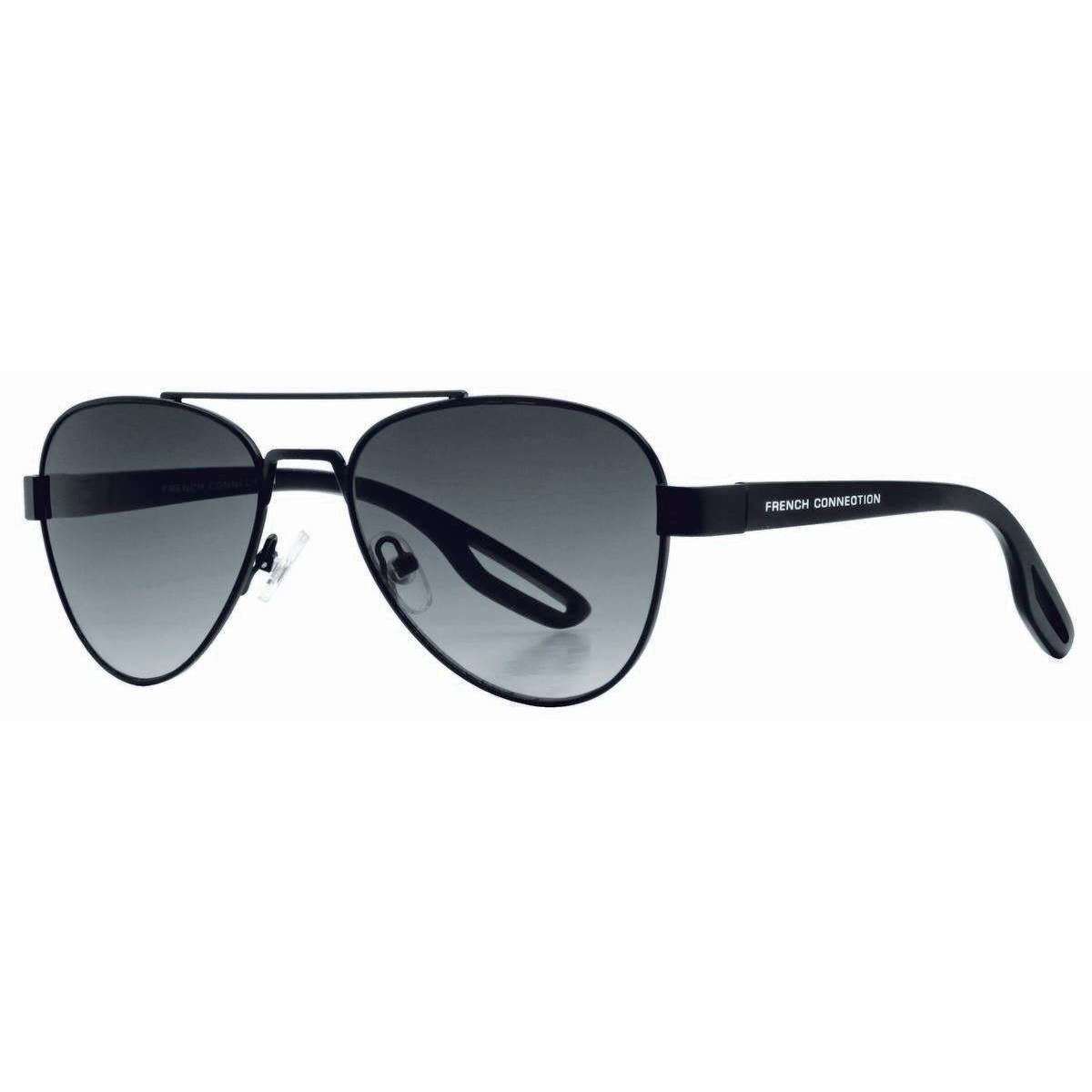 French Connection Metal D-Frame Sunglasses - Matte Black/Smoke Grey