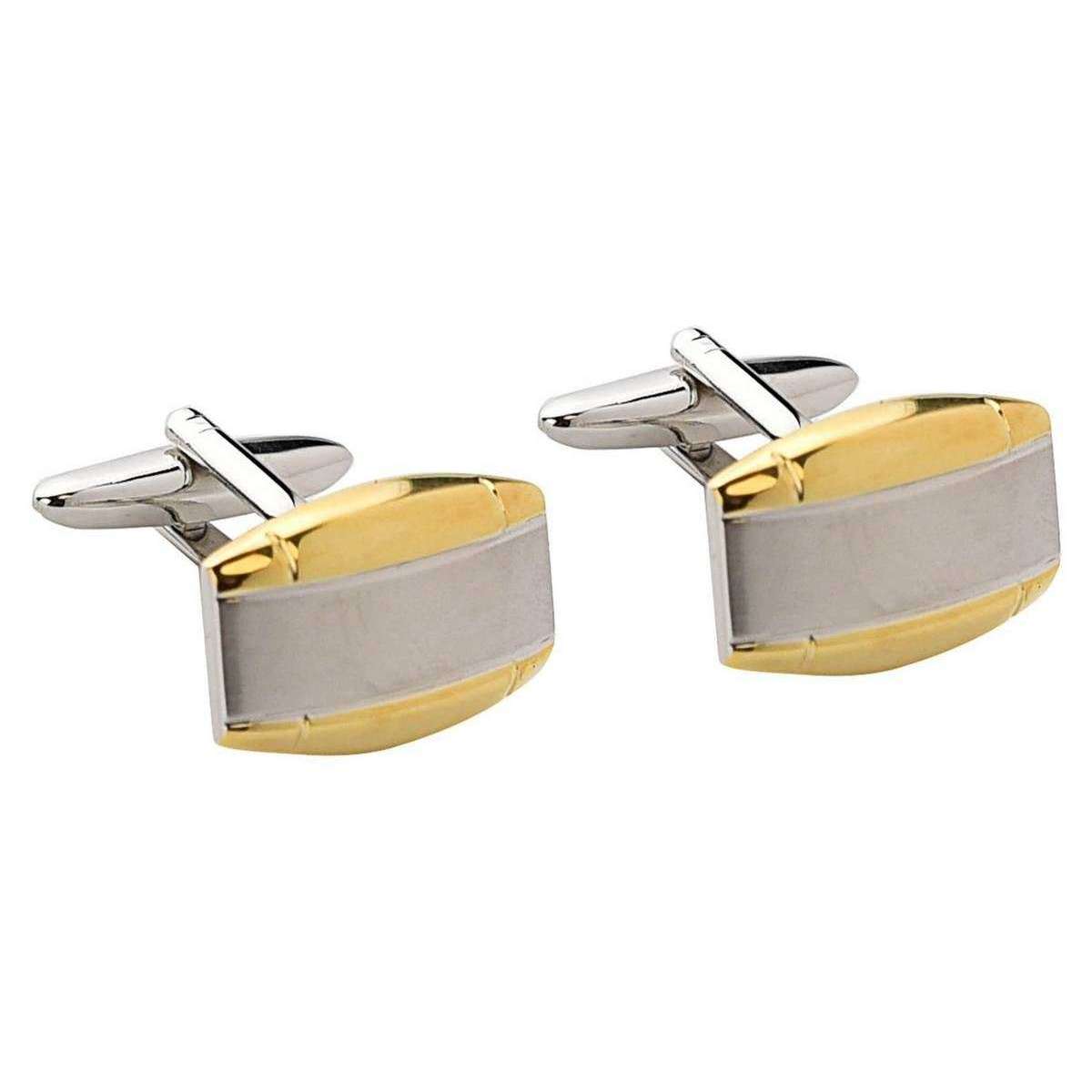 Harvey Makin Brushed and Shiny Cufflinks - Gold/Silver