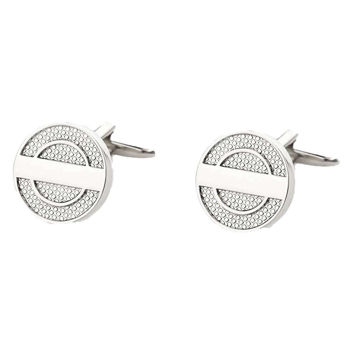 Harvey Makin Round Rhodium Cufflinks - Silver